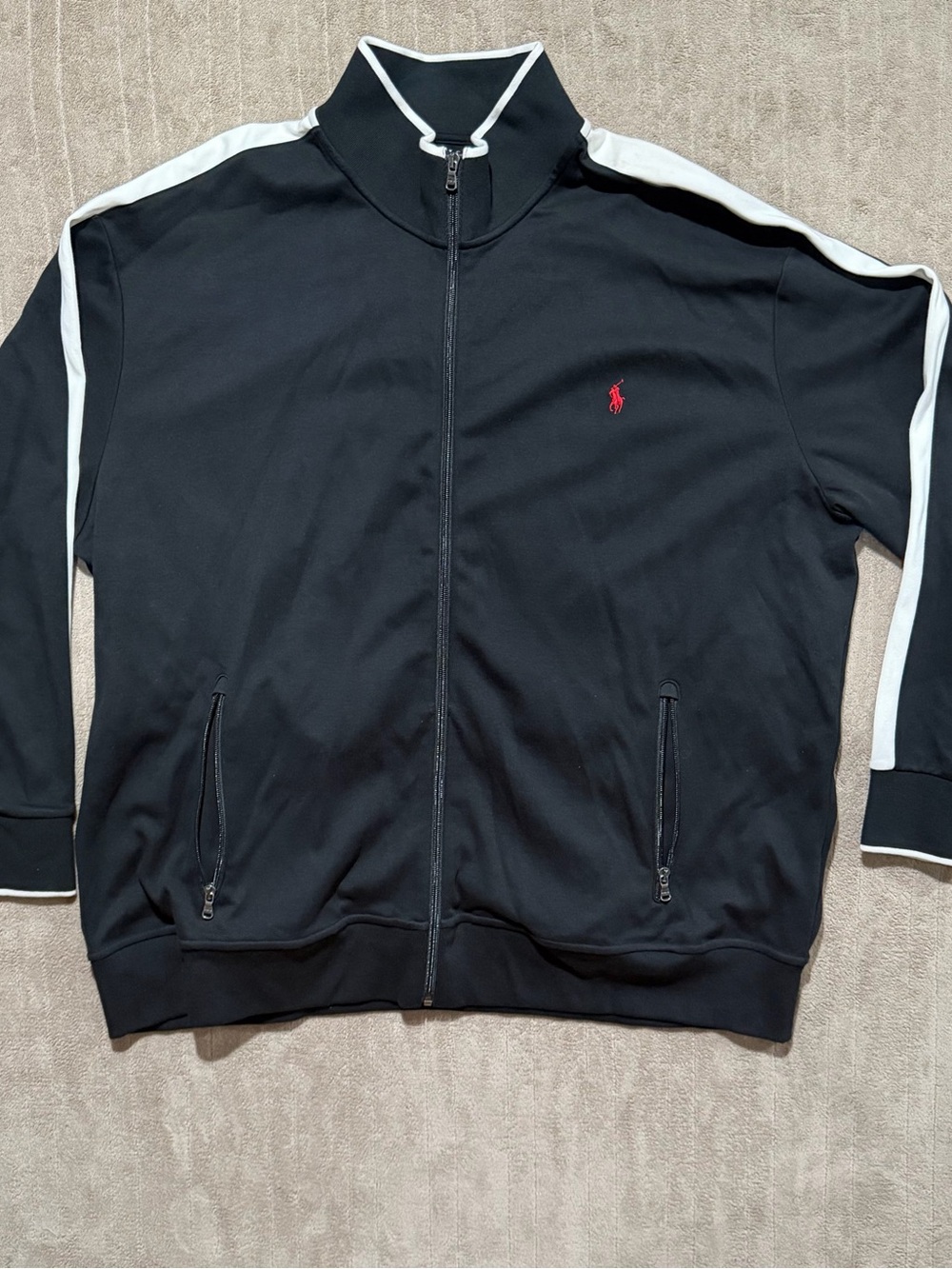 Polo Ralph Lauren Track Jacket Mens 3XB Big & Tall Black Red White Color Block